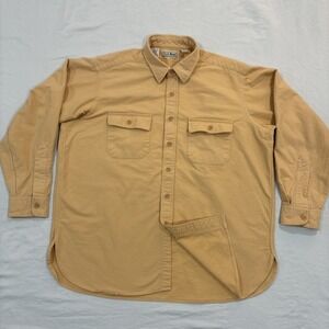 Vintage LL Bean USA Men's XL Heavyweight Chamois Cloth Shirt - Mustard Yellow